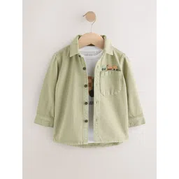 NEXT Boys Pure Cotton Casual Denim Shirt with T-shirt-picture-13