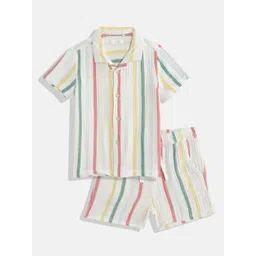 NEXT Boys Pure Cotton Striped Shirt with Shorts-picture-28
