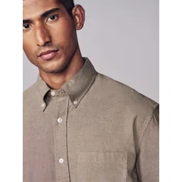 NEXT Button-Down Collar Pure Cotton Relaxed Fit Casual Shirt image 3