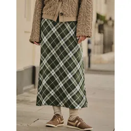NEXT Checked A-Line Midi Slip Skirt-picture-27