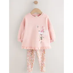 NEXT Girls Floral Fairy Printed Frill Hem Sweatshirt & Leggings-picture-11