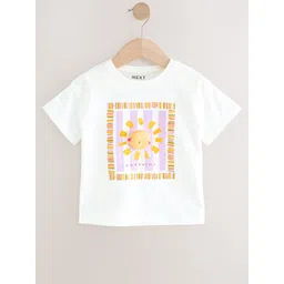 NEXT Girls Printed Drop-Shoulder Sleeves Pure Cotton Applique T-shirt-picture-26