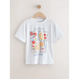 NEXT Girls Printed Drop-Shoulder Sleeves Pure Cotton T-shirt-picture-50