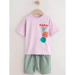NEXT Infant Boys Typography Printed Pure Cotton T-shirt with Shorts-picture-39