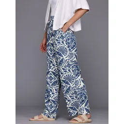 NEXT Women Mid-Rise Floral Printed Flared Wide Leg Trousers-picture-13