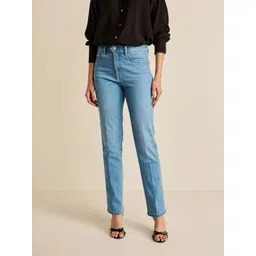 NEXT Women Straight Fit High-Rise Light Fade Stretchable Jeans-picture-12