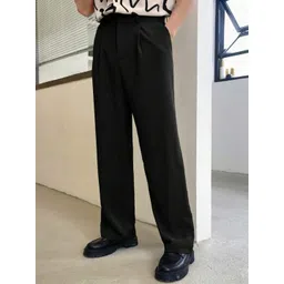 Next One Men Smart Loose Fit Easy Wash Pleated Trousers-picture-31