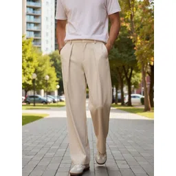 Next One Men Smart Straight Fit Easy Wash Pleated Trousers-picture-14