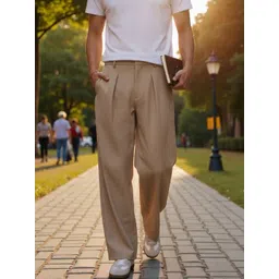 Next One Men Smart Straight Fit Easy Wash Pleated Trousers-picture-15