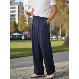 Next One Men Smart Straight Fit Easy Wash Pleated Trousers-picture-37