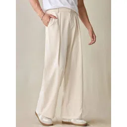 Next One Men Solid Loose Fit Mid-Rise Regular Trousers-image-13