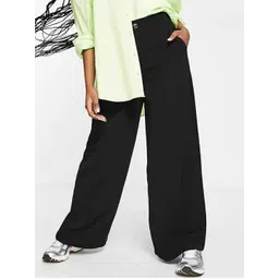 Next One Women Relaxed Straight Leg Loose Fit High-Rise Easy Wash Parallel Trousers-picture-22