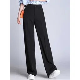 Next One Women Relaxed Straight Leg Loose Fit High-Rise Easy Wash Parallel Trousers-picture-21