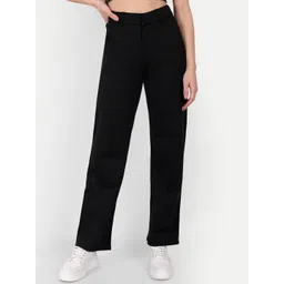 Next One Women Relaxed Straight Leg Loose Fit High-Rise Easy Wash Stretchable Trousers-picture-16
