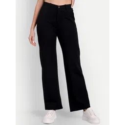Next One Women Relaxed Straight Leg Loose Fit High-Rise Easy Wash Stretchable Trousers-picture-16