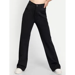 Next One Women Relaxed Straight Leg Loose Fit High-Rise Easy Wash Trousers-picture-19