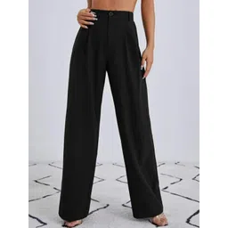 Next One Women Relaxed Straight Leg Loose Fit High-Rise Easy Wash Trousers-picture-31