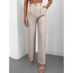 Next One Women Smart High-Rise Easy Wash Pleated Trousers-picture-23