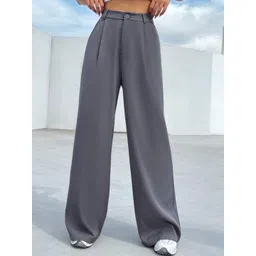 Next One Women Smart Loose Fit High-Rise Easy Wash Pleated Parallel Trousers-picture-15