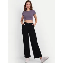 Next One Women Smart Loose Fit High-Rise Easy Wash Regular Trousers image 3