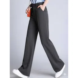 Next One Women Smart Straight Fit High-Rise Easy Wash Pleated Trousers-picture-40