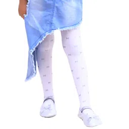 NEXT2SKIN Bow & Polka Dots Printed Footed Stockings - White-picture-44