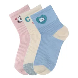 NEXT2SKIN Cotton Spandex Knit Pack Of 3 Animals & Hearts Designed Socks - Beige Blush & Baby Blue-picture-27