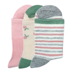 NEXT2SKIN Cotton Spandex Knit Pack Of 3 Striped & Carrot Designed Socks - Beige Mint Green & Blush-picture-21
