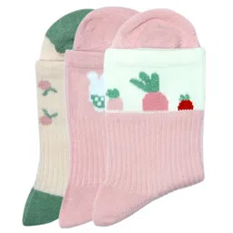 NEXT2SKIN Cotton Spandex Knit Pack Of 3 Striped & Carrot Designed Socks - White Beige & Salmon-picture-22