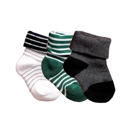 NEXT2SKIN Pack Of 3 Striped Soft Cotton Socks - White Green & Charcoal Grey-picture-26