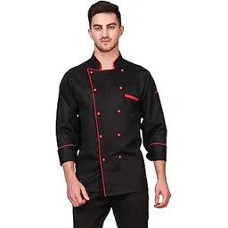 nextone Men's Cotton Chef Coat Professional Coat (Black, 40,M)-picture-15