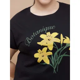 Nexus By Lifestyle Black Cotton Regular Fit Printed Plus Size T-Shirt image 5