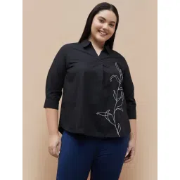 Nexus By Lifestyle Black Regular Fit Embroidered Plus Size Top-picture-28