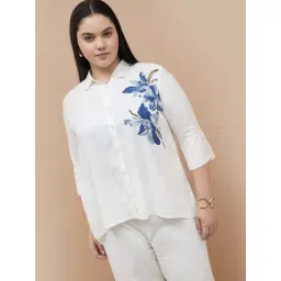 Nexus By Lifestyle Off White Regular Fit Floral Print Plus Size Shirt-picture-20