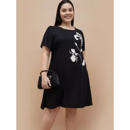 Nexus by Lifestyle Women Black Viscose Rayon Printed Plus Size Dress-picture-31