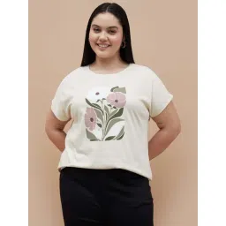 Nexus by Lifestyle Women Plus Size Floral Printed Round Neck Cotton T-shirt-picture-12