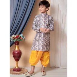 NFC CREATION Boys Embroidered Regular Sequinned Dupion Silk Kurta with Dhoti Pants-picture-35