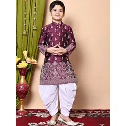 NFC CREATION Boys Floral Printed Regular Dupion Silk Kurta with Patiala-picture-24