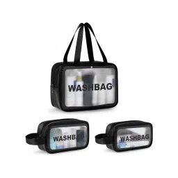 NFI Essentials Black Transparent Wash Bag Makeup Pouch for Women Pack of 3-picture-20
