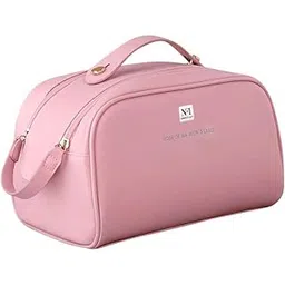 NFI essentials Cosmetic Travel Organizer Bag, Women's Makeup Pouch Toiletry Bag Portable Leather Wide Opening Cosmetics Bag with Handle and Dual Zipper-picture-42