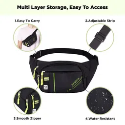 NFI essentials Waist Chest Bag for Men Women Belt Sling Pouch Crossbody Unisex Crossover Fanny Pack One Side Travel Hiking Zip Bag Multipurpose Adjustable Strap Shoulder Running Money Phone Bag image 3