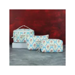 NFI Essentials Women Blue Cotton Quilted Makeup Portable Cosmetic, Toiletry Pouches-picture-26