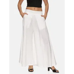 ngt Women Flared White Crepe Trousers-picture-32