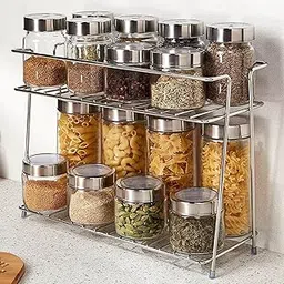 NH10 DESIGNS Tabletop Spice Rack For Your Kitchen_Countertop Spice s And Masala Rack 2 -Tiered Shelf And 2 Layer Stainless Steel And Special Countertop Spice Rack-(Pack Of One) (Nhsp)-picture-14