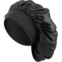 NHCDFA Silk Hair Cap for Sleeping, Silk Bonnet for Hair, High Resilience Satin Hair Cap for Sleeping for Women Girls Black Bonnet Fit for Most Head Sizes-picture-43
