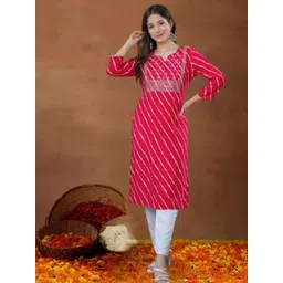 Nibhao Leheriya Printed Notch Neck Straight Kurta-picture-29