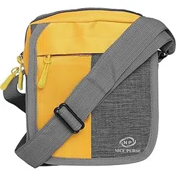 Grey/Yellow Men & Women Formal/Casual Sling Bag - Regular Size-image-5