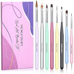 NICOLE DIARY Nail Art Brush Set from BELLE GAGA 8 Pieces Nail Brush Gel Nails Brush Nail Art Pen Acrylic Brush for Nails Nail Art Brush for Gel Nails Gel Nail Polish Pen Nail Design Brush-picture-34