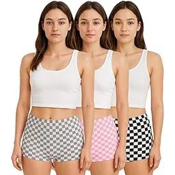 nicsy Women’s Boxer Boyshorts |Check Pattern Design Panties | Underwear for Women | Soft Stretchable Cotton Fabric | Stylish Panty & Comfortable Everyday Innerwear for Women & Girls Pack 3-picture-12