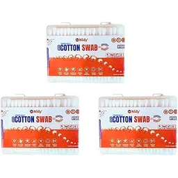 Nidy® Pure Indian Cotton Buds Swabs for Baby & Makeup Applicator | Gentle Ear Cleaning Tool | Hygienic Disposable Cotton Swabs with Rounded Tip (Pack of 3 Boxes- 300 Sticks /600 Tips)-picture-23